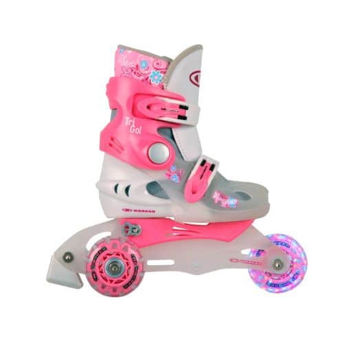 Dětské kolečkové brusle WORKER TriGo Skate LED - se sv. kolečky - růžová